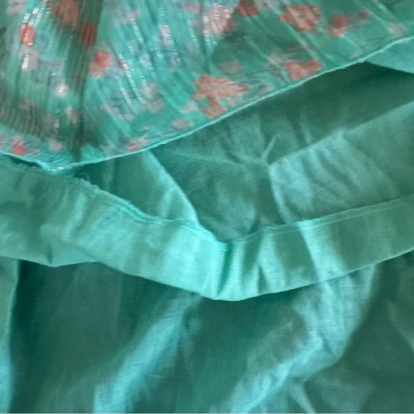 Boho Summer Mint chiffon ditsy floral print mini dress with Belt Italian Size 6 - Picture 14 of 17